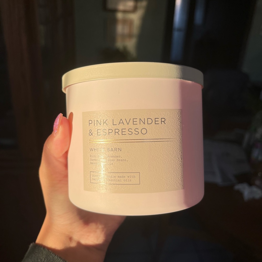 Brand New Bath And Body Works Pink Lavender & Espresso 3 Wick Candle